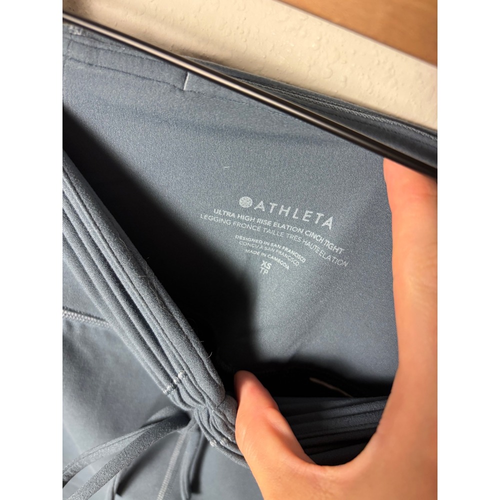 Athleta Ultra High Rise Elation Cinch Tight Leggings Blue Grey XS 27" Inseam - Picture 2 of 4